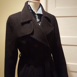Sharp designer wool trench. sz 8. Ankle length.